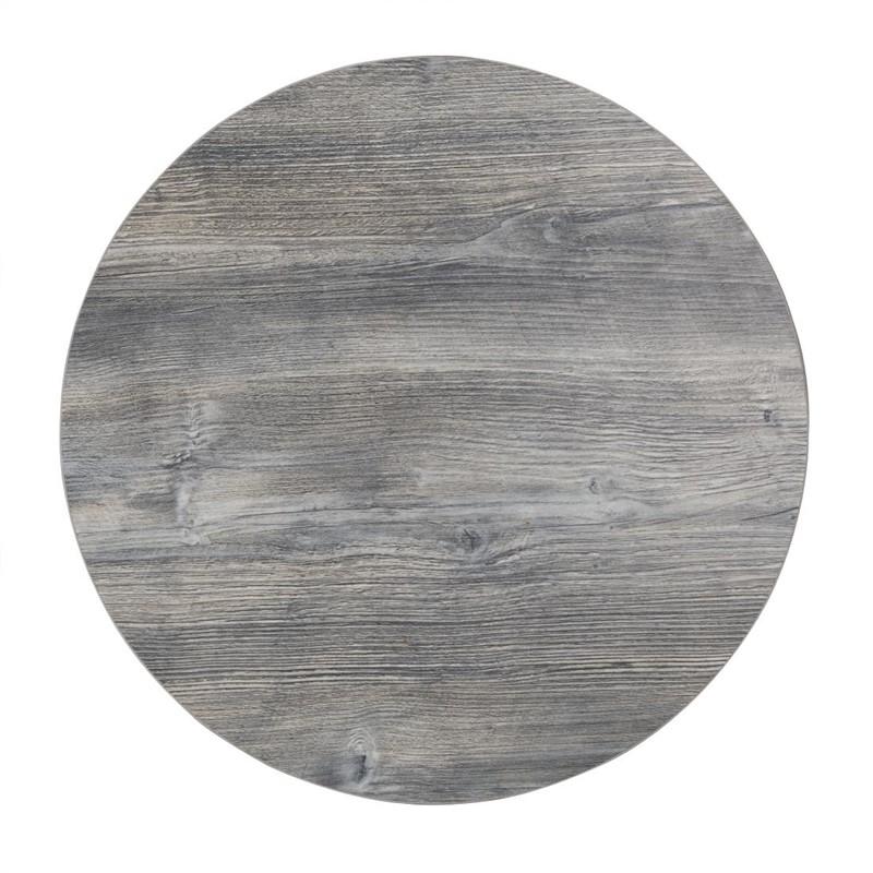Plateau de table rond pré-percé en mélamine gris 600 mm | Bolero - FT292_2