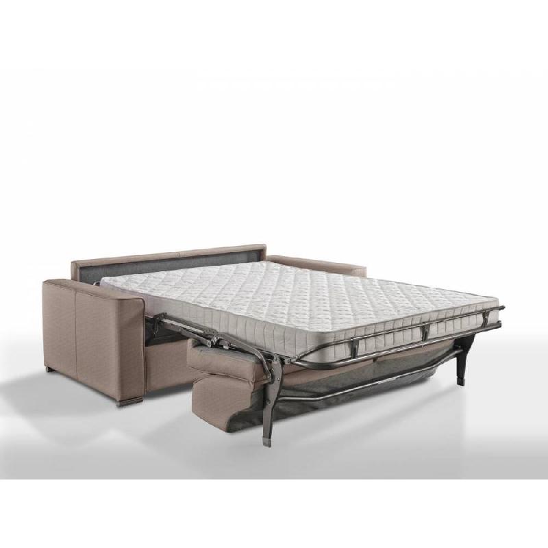 Canapé convertible 3 places Excellence - 140 cm - Sommier à lattes - Matelas memory 18 cm inclus - Tweed taupe sand_2