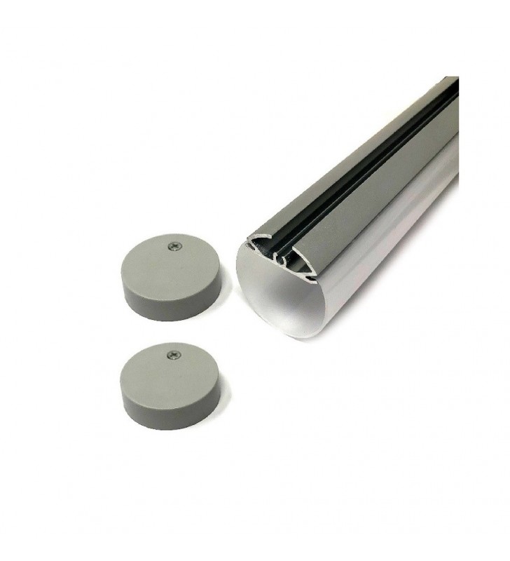 Profilé aluminium rond 2m avec diffuseur opale - Référence PROFALROD_2