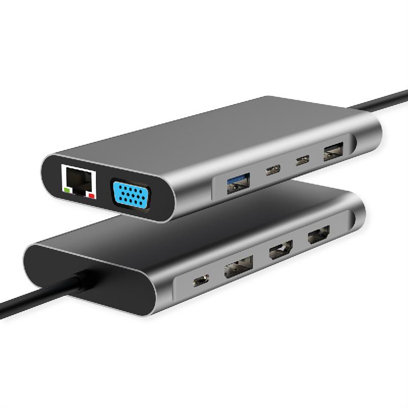 VALUE Station d'accueil USB type C, 2x HDMI (4K60 et 4K30), 1x DP 4K60, 1x VGA, 1x Gb Ethernet, 2x USB C, 2x USB A (3.2 Gen1 et USB 2.0, 1x type C PD_2