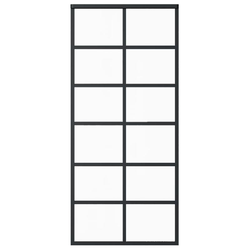 Vidaxl porte coulissante et quincaillerie verre et aluminium 90x205 cm 3081959_2