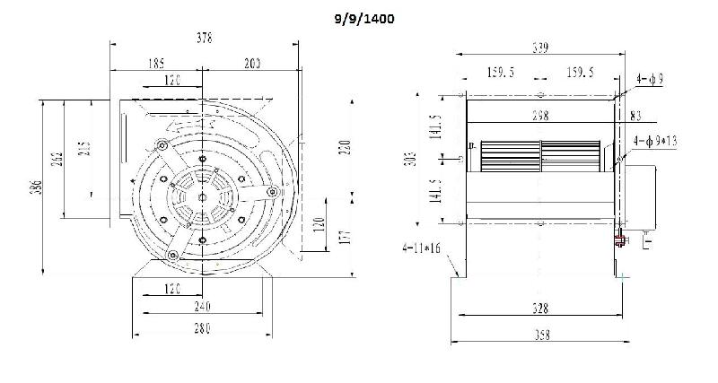 Ventilateur caisson 9/9 1400 - turbine d'extraction - capacité 3000 m³/h - Ø 350 mm - référence 7225.0155_2