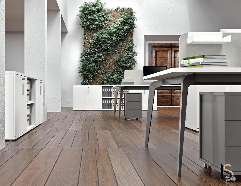 Bureau bench 6 personnes Blade - Alea - Non, Blanc, 360_2