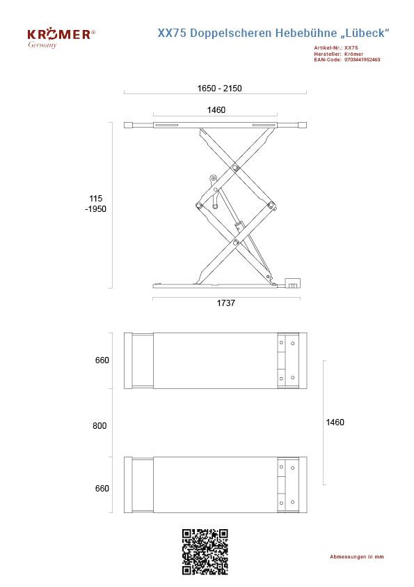Pont élévateur à double ciseaux encastré pour votre atelier automobile  - XX75 KROEMER_2