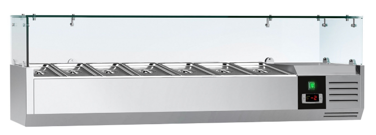 Saladette réfrigérée à poser 7 bacs gn 1/4 - vitrine à ingrédients de 150 cm_2