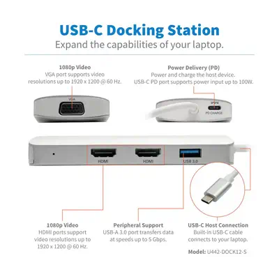 Tripp Lite U442-DOCK12-S station d'accueil USB 3.2 Gen 2 (3.1 Gen 2) Type-C Argent_2