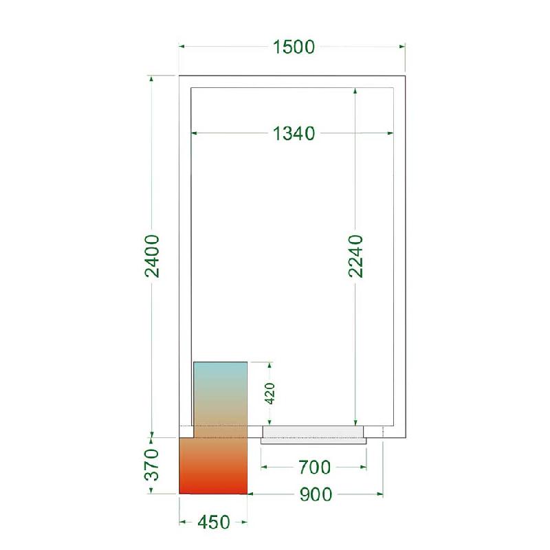 Chambre froide positive 6,12 m3 (1500 x 2400 x 2200 mm) avec monobloc de paroi_2