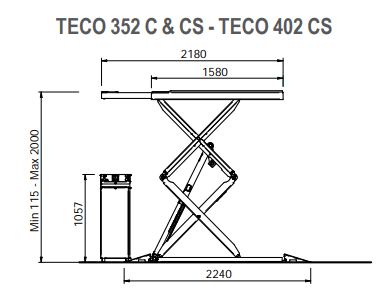 Pont élévateur à ciseaux TECO 402 CS - 4000 kg - Hauteur de levage 2000 mm_2