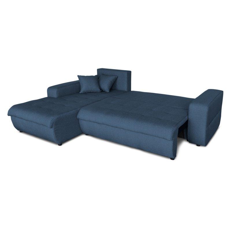 Canapé d'angle à gauche convertible ZELI bleu - Design scandinave avec coffre de rangement et deux coussins_2