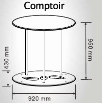 Comptoir d'accueil ovale en tissu tendu Waveline - aluminium, 95x92 cm, visuel silicone cousu_2