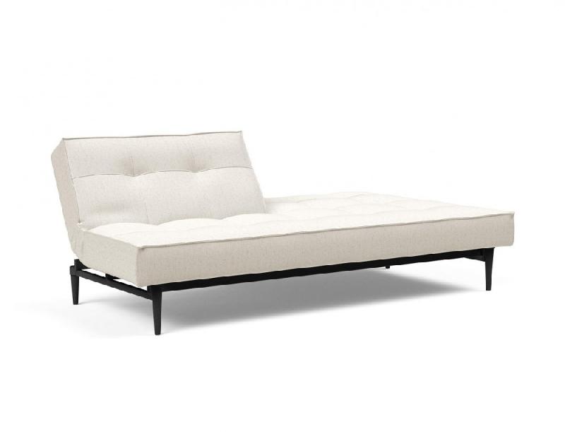 Innovation Living - Canapé-lit Splitback Styletto 115x210 cm - Pieds chêne noir - Tissu bouclé Off White_2