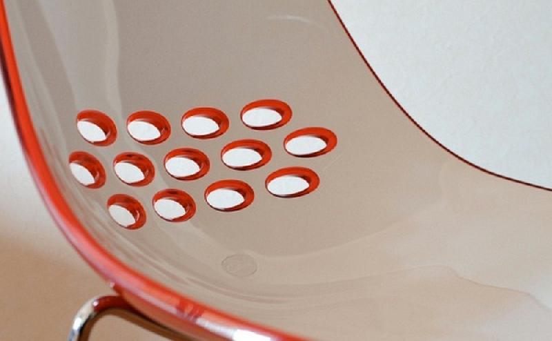 Lot de 2 chaises design JAM - piétement métal chromé - assise bicolore blanche et orange - fabrication italienne_2