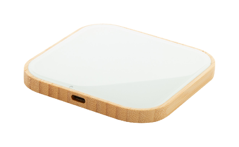 Chargeur rapide sans fil 10W - boîtier en bambou et surface en verre trempé - câble USB inclus_2