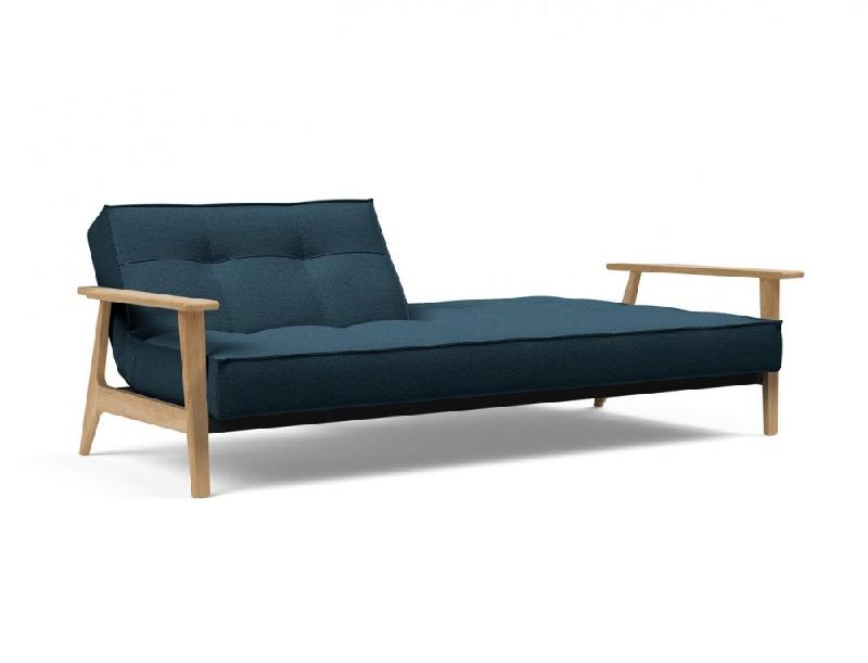 Canapé-lit design SPLITBACK FREJ - convertible 115x210 cm - accoudoirs en bois - tissu Argus Navy Blue - Innovation Living_2