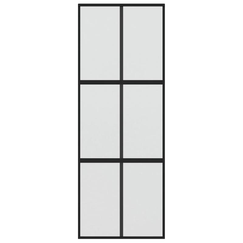 Vidaxl porte coulissante noir 76x205 cm verre trempé aluminium 155207_2