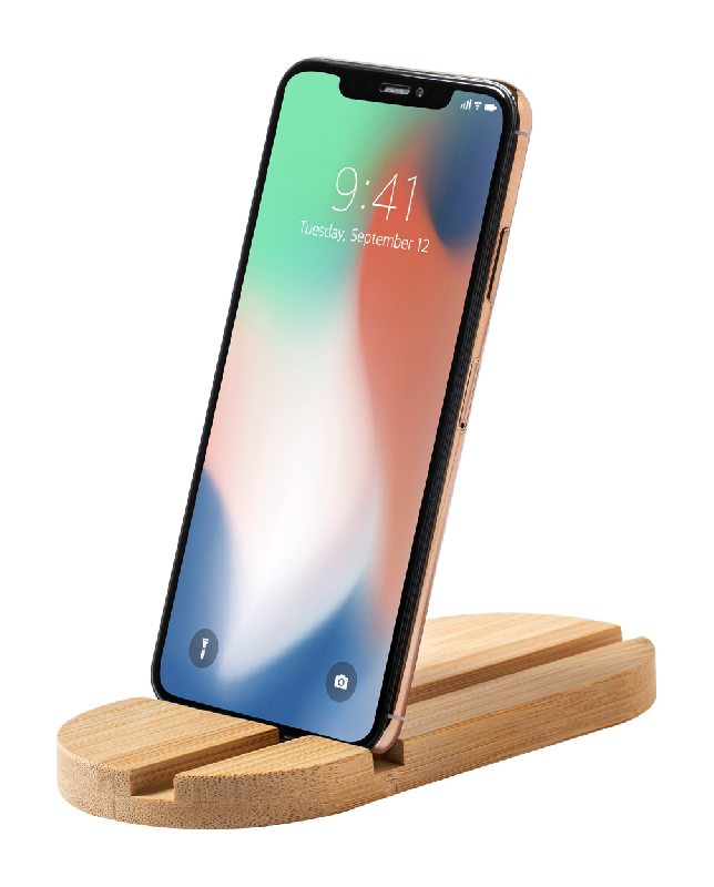 Support de bureau en bambou pour mobile et tablette - couleur naturelle - 88g_2