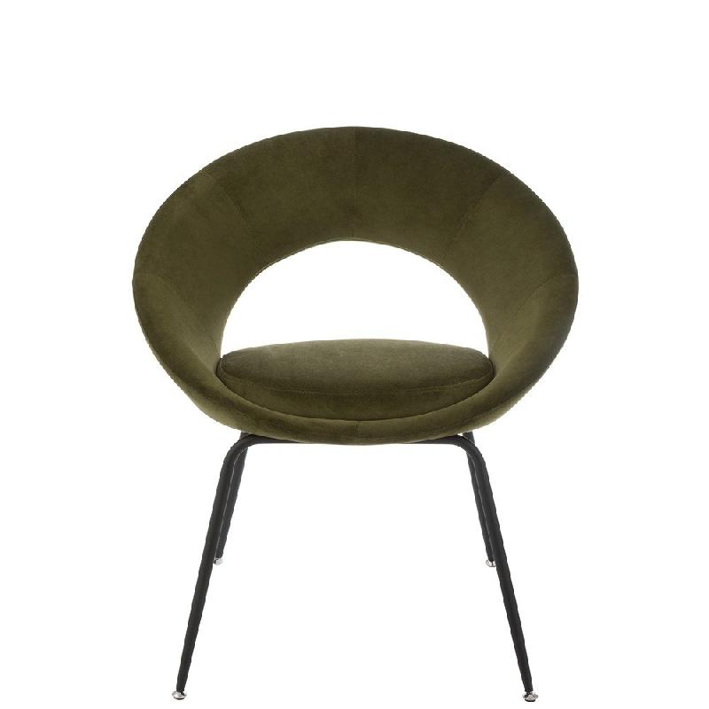 Chaise ronde TROE avec trou - Vert - Siège confortable avec accoudoirs - Piètement en métal noir_2