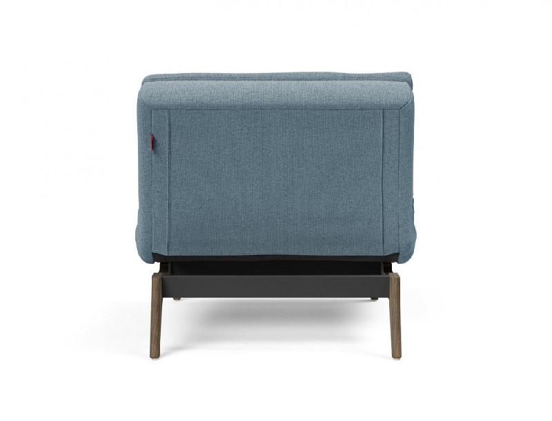 Fauteuil design convertible lit Dublexo Eik - 90x115 cm - Pieds chêne fumé - Tissu Soft Indigo_2