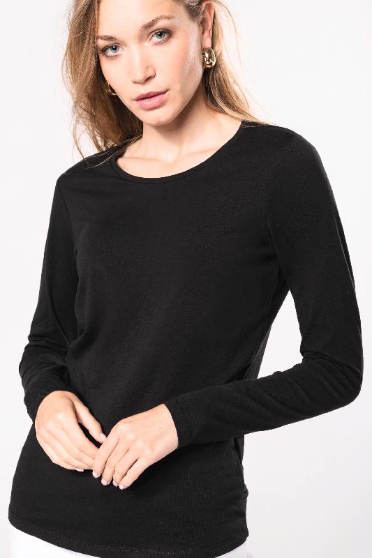 T-shirt col rond manches longues femme - Kariban - Réf: K3017 - 97% coton, 3% élasthanne_2