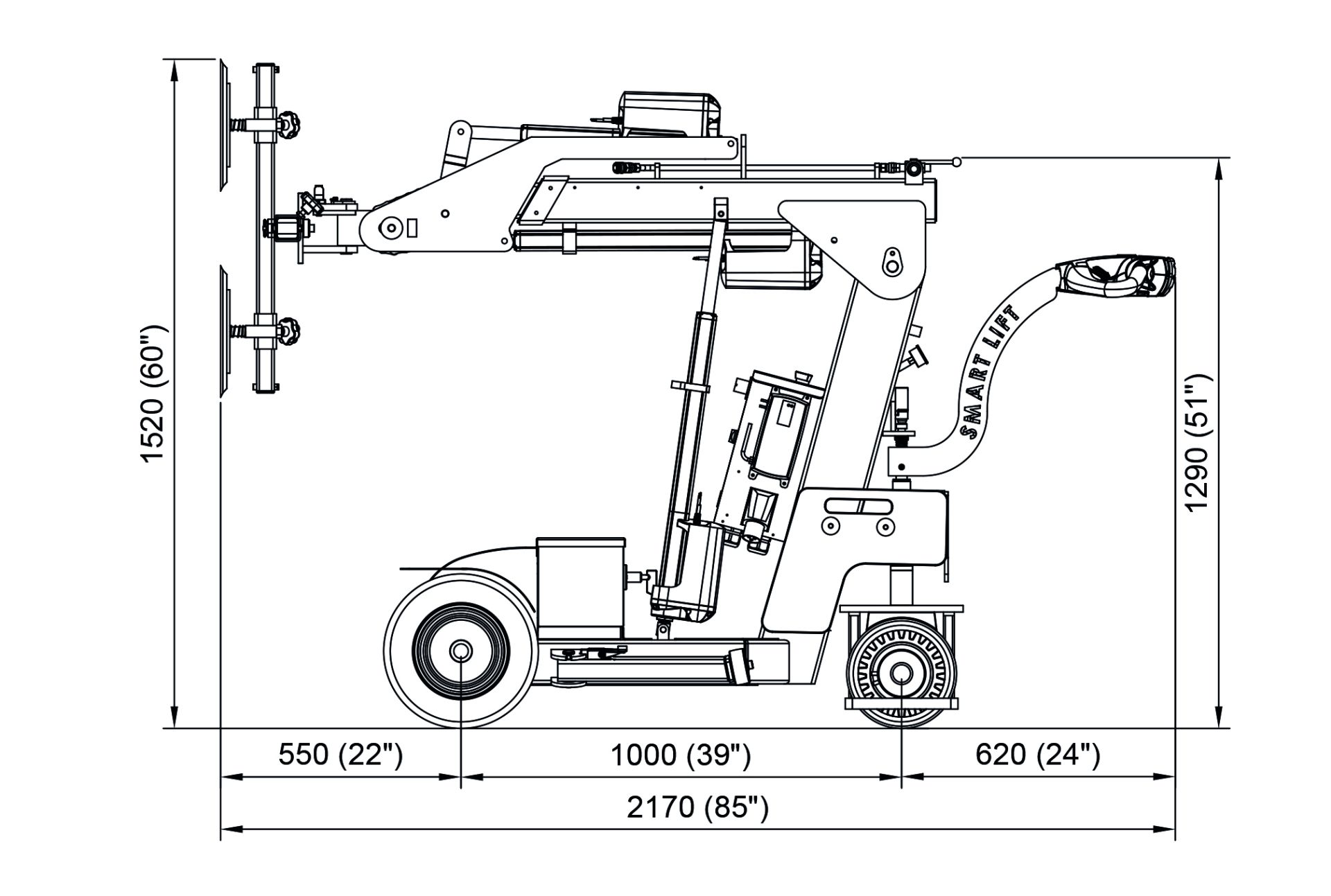 Robot de pose de vitrage compact, court rayon braquage Smartlift SL 280 Indoor_2