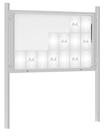 Vitrine extérieure anodisée sur poteaux - Affichage simple face - Taille de l'affichage de 8 à 30 A4 - Plexichocs - Fabrication Française_2