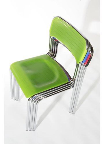 Lot de 2 chaises empilables Fidji - Référence 8499 CP A - Assise semi-transparente, structure acier chromé_2