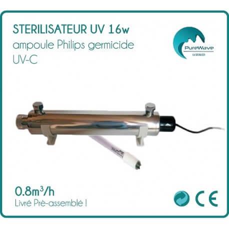 Stérilisateur UV 16W Philips - Débit 0,8 m3/h (800 L/h) - Corps en inox - Avec ampoule et ballast_2