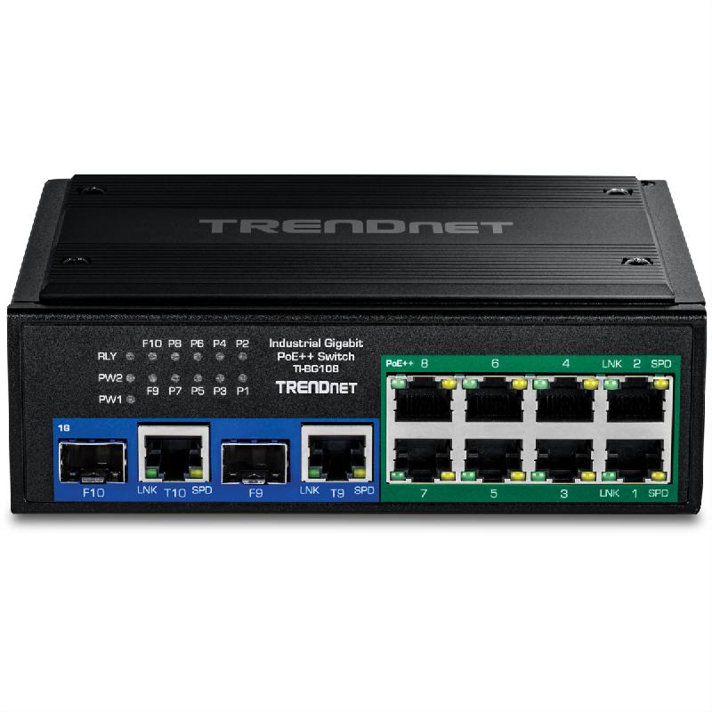 TRENDnet TI-BG108 Switch Rail DIN PoE++ 400W Gigabit industriel à 10 ports_2