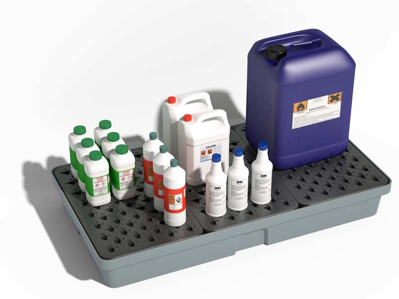 Bac de rétention en polyéthylène - avec ou sans caillebotis - pour petits bidons de 5 à 100 litres_2