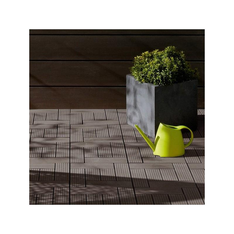 Dalle de terrasse en bois composite Classic 30x30 cm - Gris carbone - Épaisseur totale 21 mm - Surface couverte 0.091 m² par dalle_2