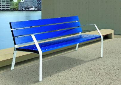 Banc public Modo-10 - 7 lames - 180 cm - aluminium anodisé ou peint en bleu_2