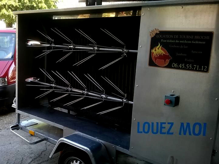 Tournebroche modèle ouvert avec moteur 220v ou 12v et force de 250kg