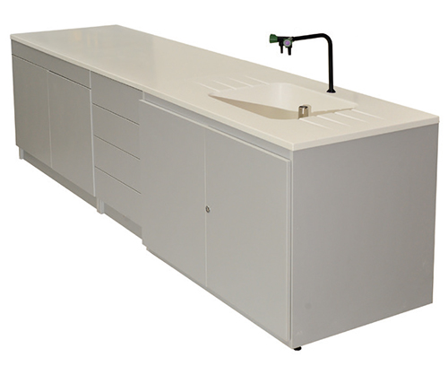 Plot technique en varicor - profondeur 750 mm - Réf PTEVP-2 - BIOLAB - Paillasse humide avec cuve monobloc et modularité_2