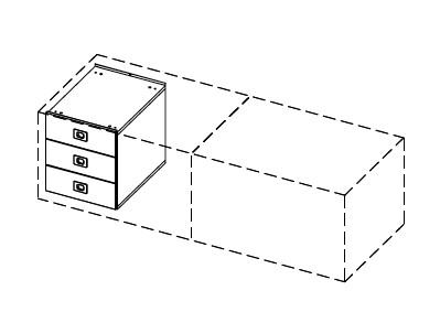 Caisson de rangement pour crédence Officity. - Blanc, 3 tiroirs_2