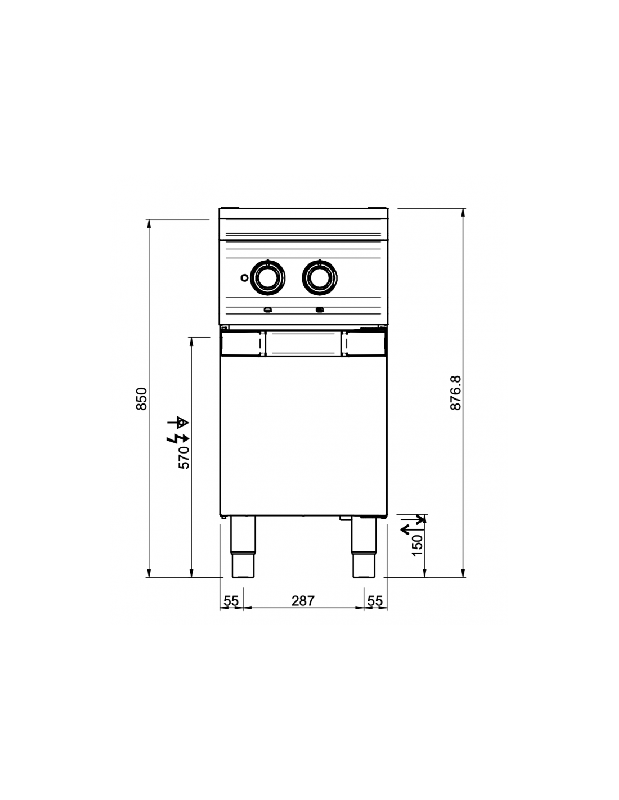 Cuiseur à pâtes électrique sur placard MBM - 40L - 9Kw - Acier inoxydable_2