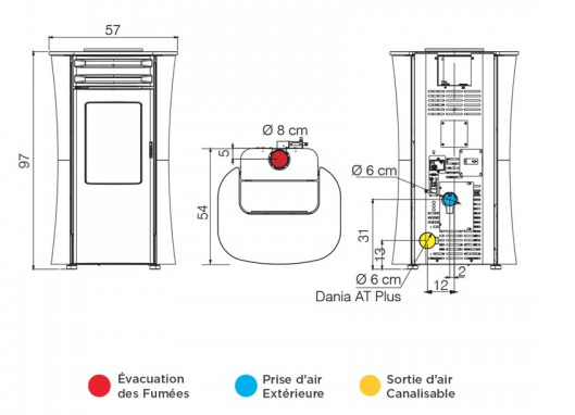 Poele a granules edilkamin dania air tight c - verre noir_2