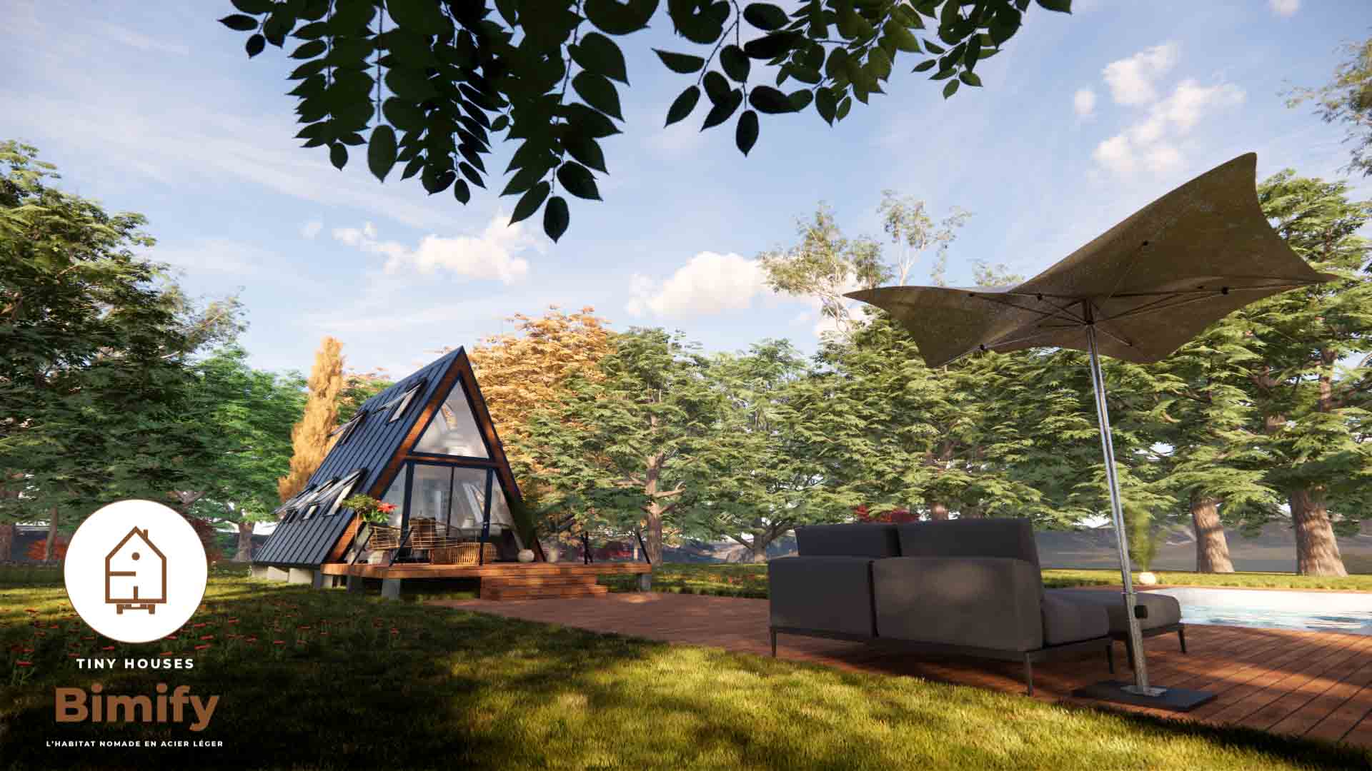 Tiny A avec chambre à l’étage et rez-de-chaussée spacieux