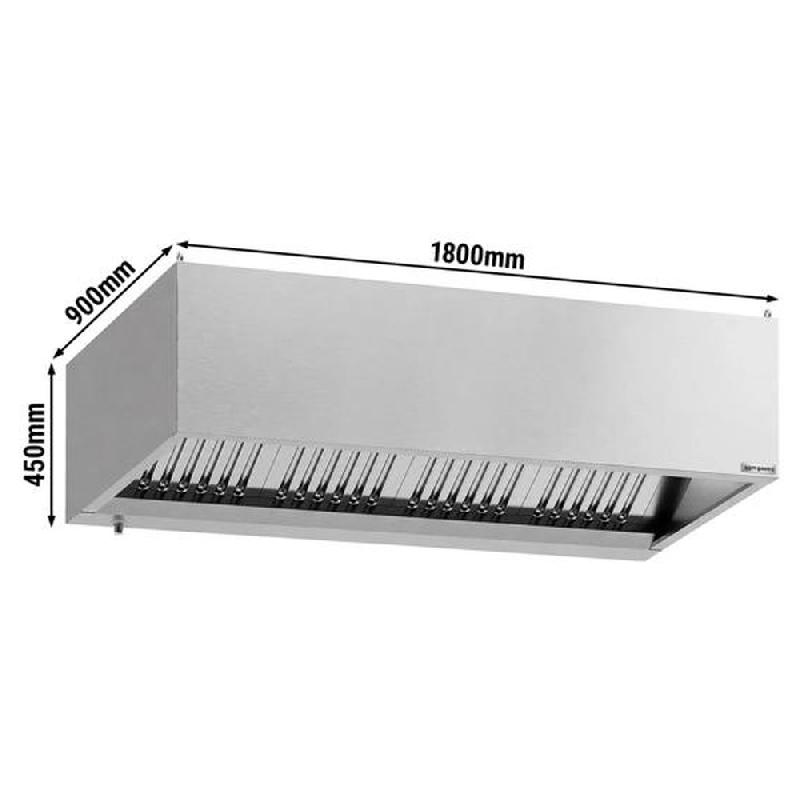 Hotte caisson inox statique 1m80 avec filtre et éclairage | Profondeur 900 mm_2
