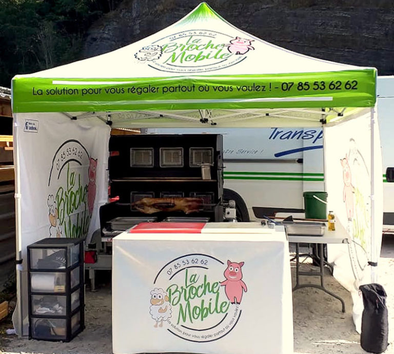 Barnum pliable robuste, lavable, facile à monter et à démonter de mobigrill, pour travailler confortablement à l'extérieur_2