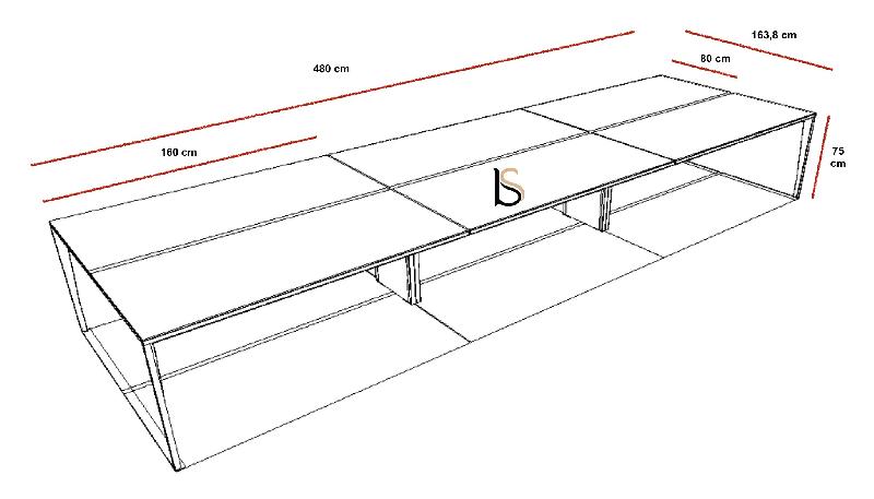 Bureau bench 6 personnes X5 - Officity. - Blanc, Blanc, 480_2