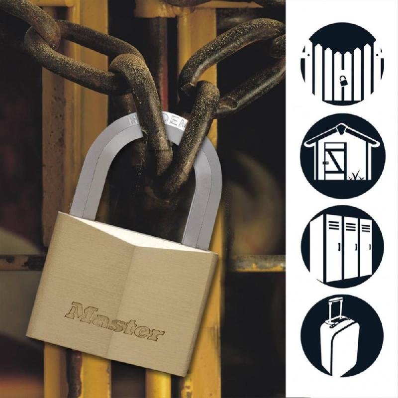 Cadenas à clé MASTER LOCK - laiton massif, largeur 40 mm - anse en acier cémenté et 4 clés réversibles_2