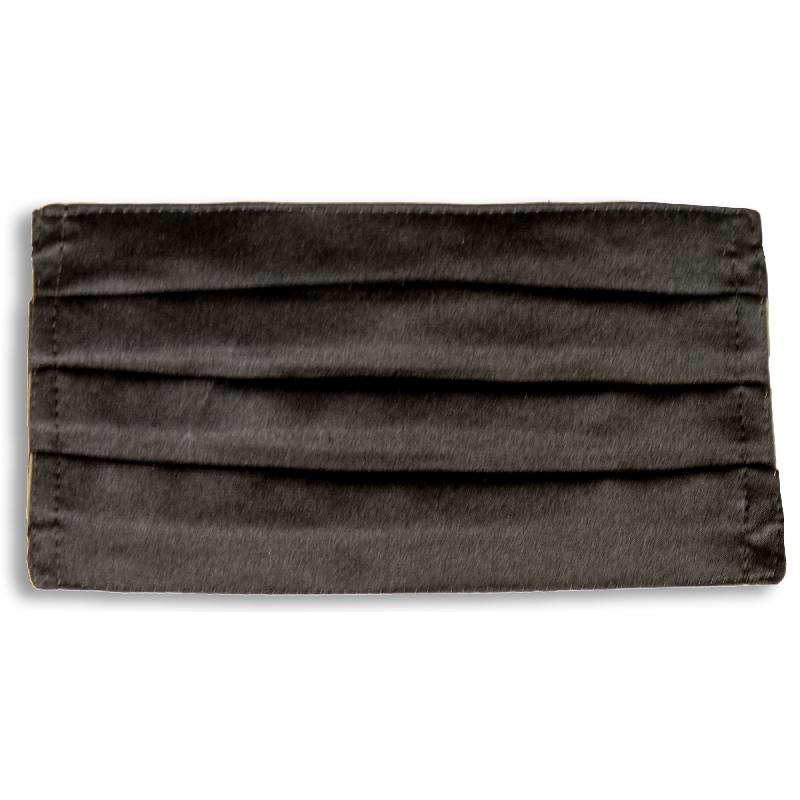 Masque lavable en satin de soie uni doublé coton - noir - Made in France - 9x18 cm_2