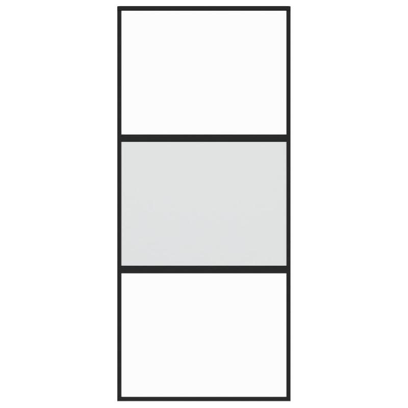 Vidaxl porte coulissante noir 90x205 cm verre trempé aluminium 155202_2
