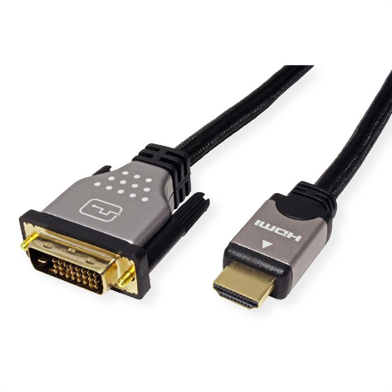 ROLINE Câble pour écran DVI (24+1) - HDMI, M/M, noir / argent, 5 m_2