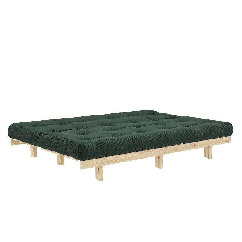 Banquette convertible futon Lean Pin - Coloris algue - Couchage 130 x 190 cm - Structure en pin massif_2