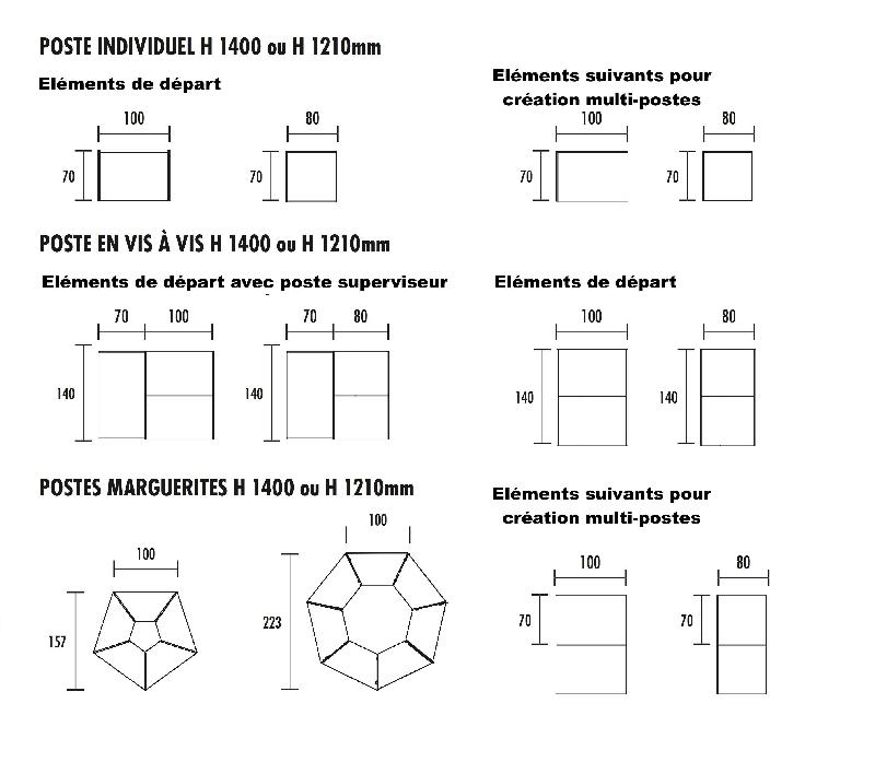 Bureau de call center version double 5 personnes avec poste pour superviseur. - Blanc, 5 places_2