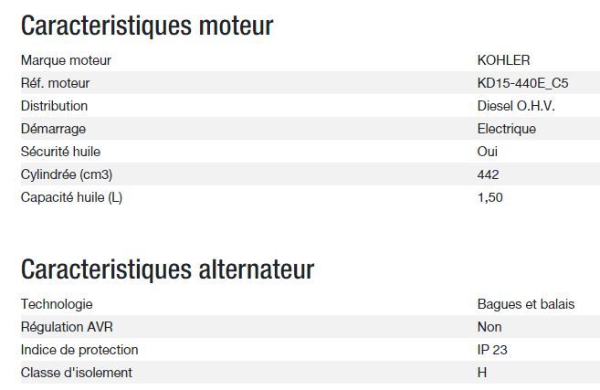Diesel 6500 TA XL C5 Groupe électrogène - Kohler - Gamme Diesel - Puissance max 5,20 kW / 6,50 kVA - 50 Hz_2