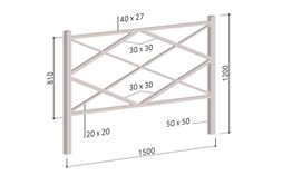 Barrière LOSANGE classique et robuste - Longueur 1500 mm - Hauteur 1020 mm - Finition acier peint sur zinc_2