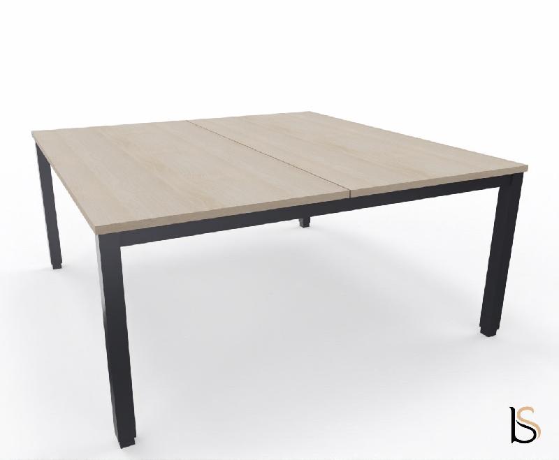 Bureau 2 personnes Tempo avec passe-câbles  - Mobel Linea - 180, Anthracite, Acacia clair_3