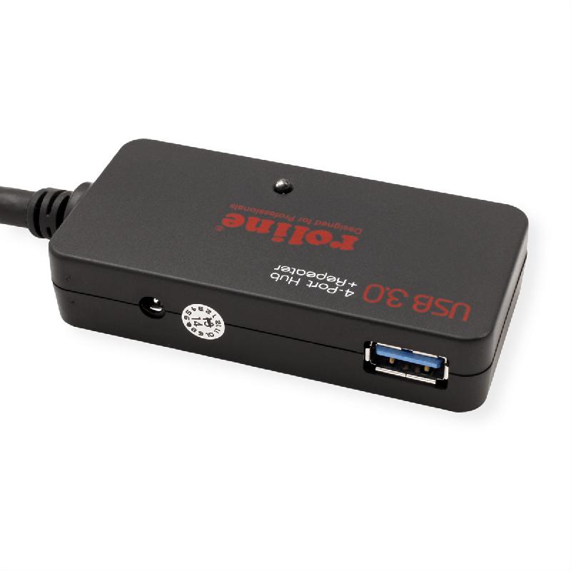 ROLINE Hub USB 3.2 Gen 1 4 ports avec Repeater, noir, 10 m_2